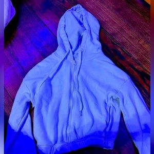 white cropped zip up